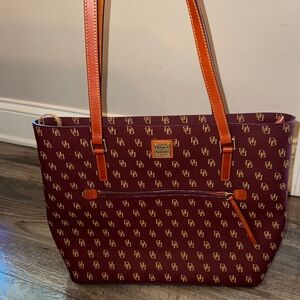 Dooney & Bourke Maroon and Tan Tote Bag